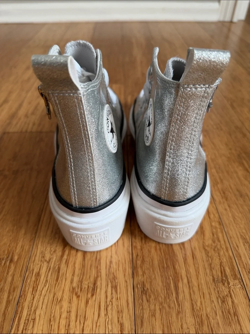 Converse Kids Lugged Lift Silver Metallic High-Top Sneakers